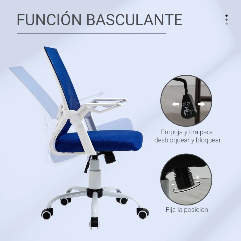 Silla Escritorio Ergonómica Giratoria con Reposabrazos Abatible y Lumbar
