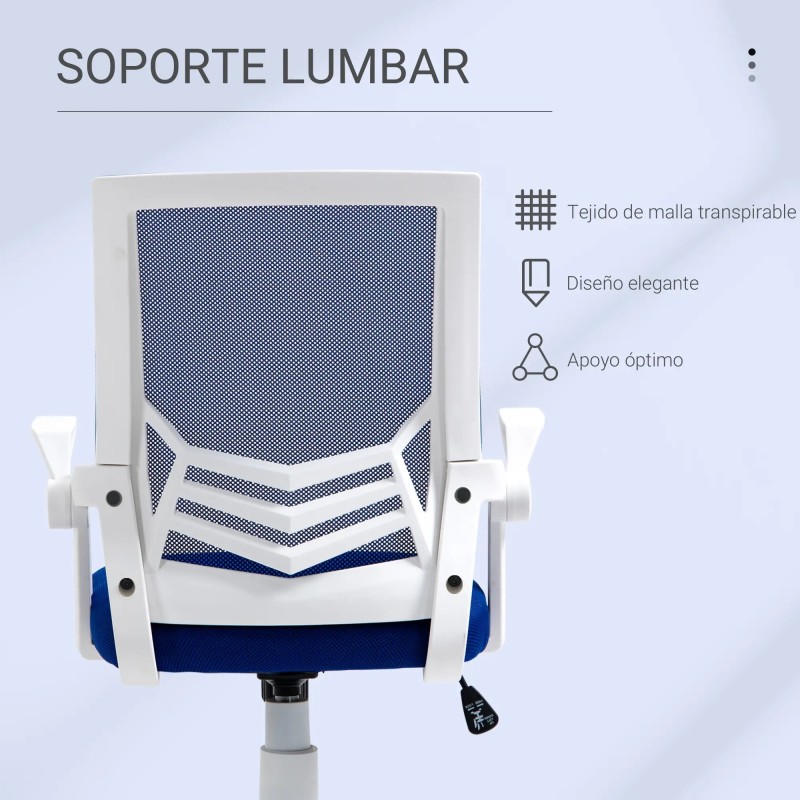 Silla Escritorio Ergonómica Giratoria con Reposabrazos Abatible y Lumbar