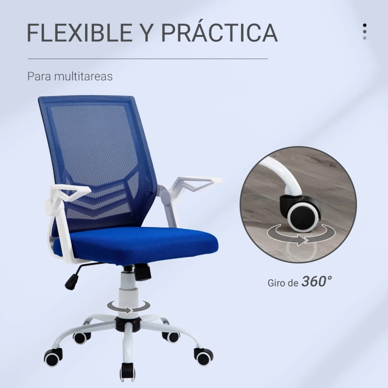 Silla Escritorio Ergonómica Giratoria con Reposabrazos Abatible y Lumbar