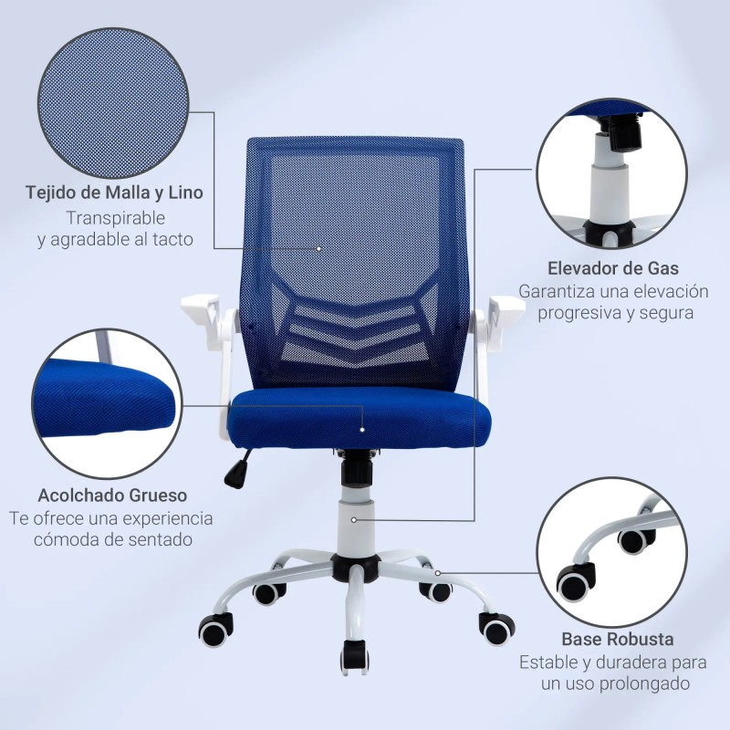 Silla Escritorio Ergonómica Giratoria con Reposabrazos Abatible y Lumbar