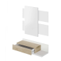 Mueble Recibidor Colgante con Cajón y Espejo Blanco y Roble | 75 cm