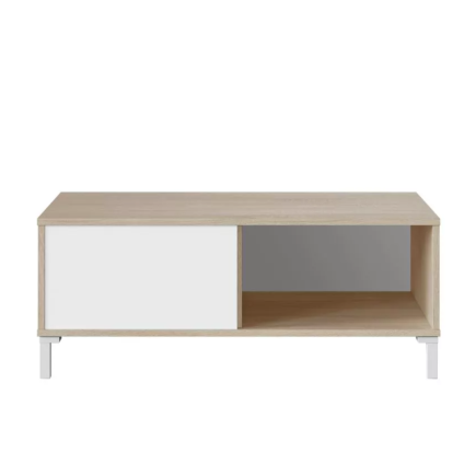 Mesa de Centro Roble Canadian Blanco Artik con Patas Blancas | 100x50 cm