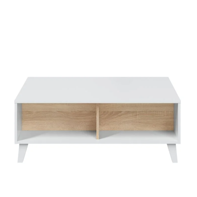 Mesa de Centro Elevable Zaiken Blanco y Roble | 100x68 cm