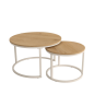 Set 2 Mesas Auxiliares Redondas Huron Roble Estructura Marfil | Ø70 y Ø50 cm