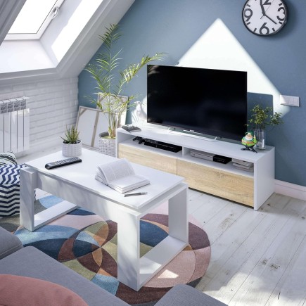 Mesa de Centro Elevable Nova Blanco Artik | Patas Decorativas 105x55