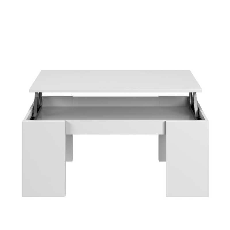 Mesa de Centro Elevable Blanco Brillo Tablero 30 mm | 100x50 cm