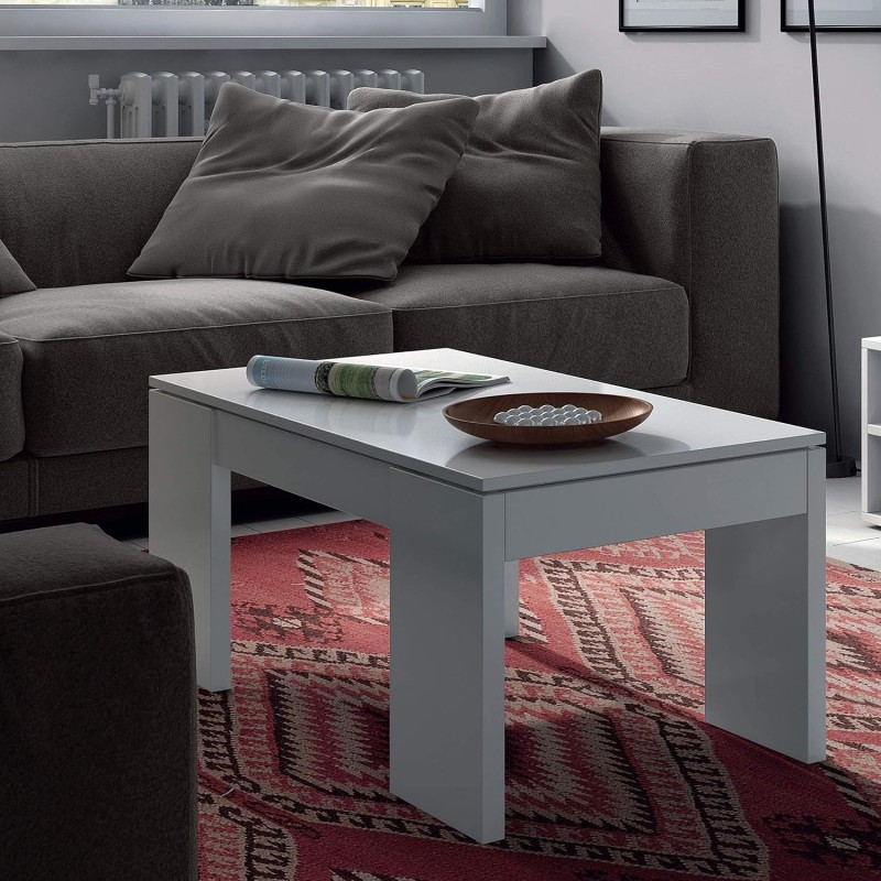 Mesa de Centro Elevable Blanco Brillo Tablero 30 mm | 100x50 cm