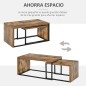 Juego 2 Mesas Nido Centro Industrial Metal y MDF | Grande 90x48 cm + Pequeña 59x42 cm