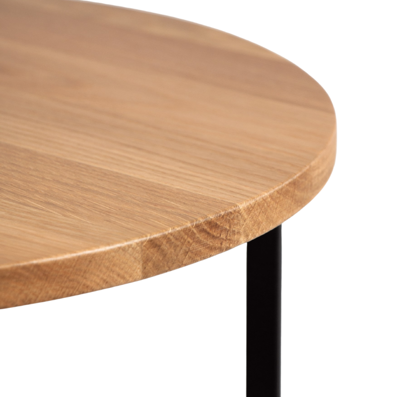 Mesa Auxiliar Redonda Austral Roble Natural y Metal Negro | Ø45 x 50 cm