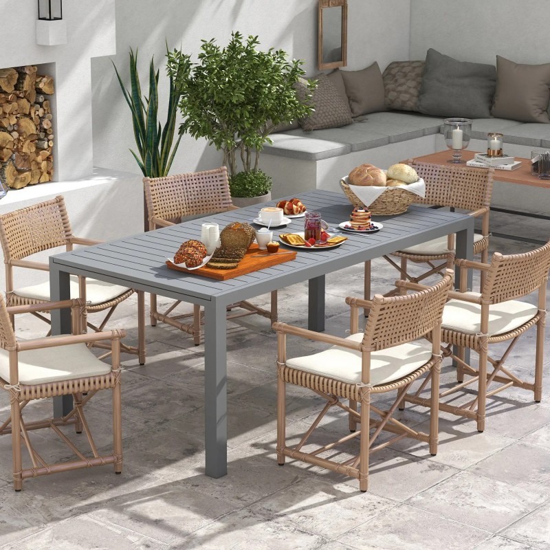 Mesa de Comedor Exterior 180/240x94x73 cm Gris Oscuro