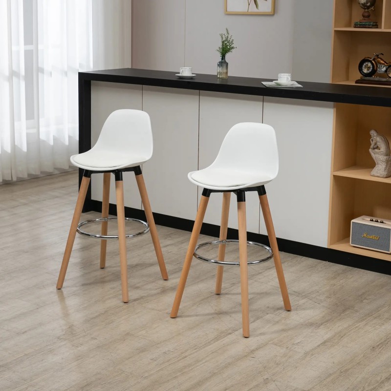 Juego de 2 Taburetes Altos de Cocina 69 cm Tapizado
