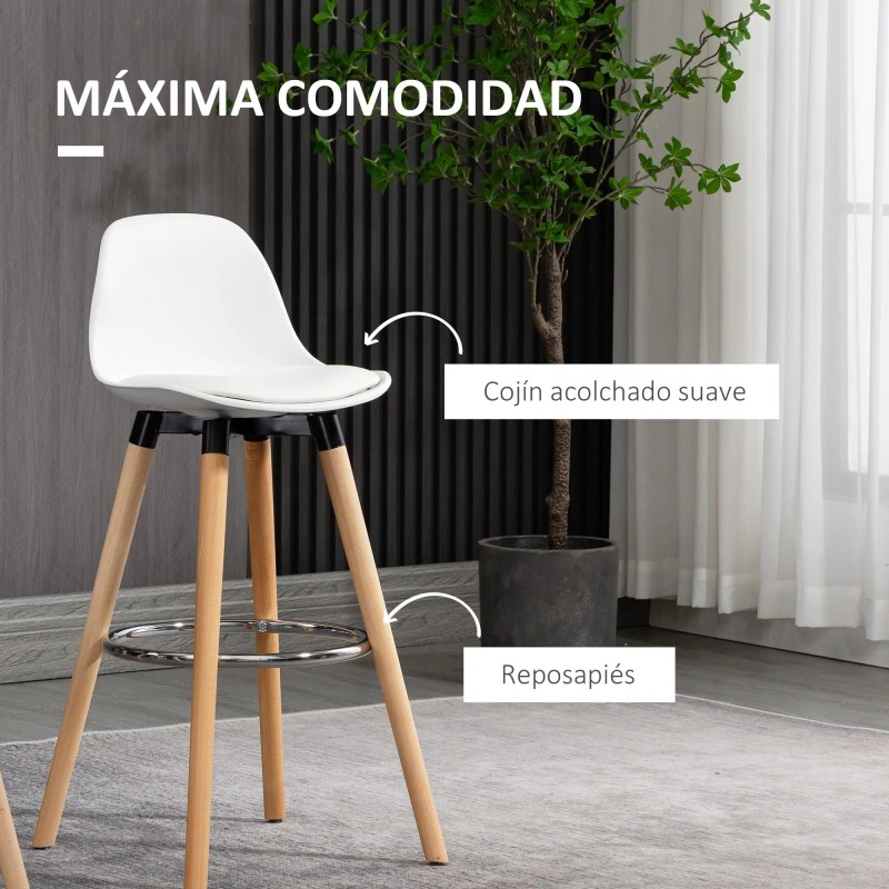 Juego de 2 Taburetes Altos de Cocina 69 cm Tapizado