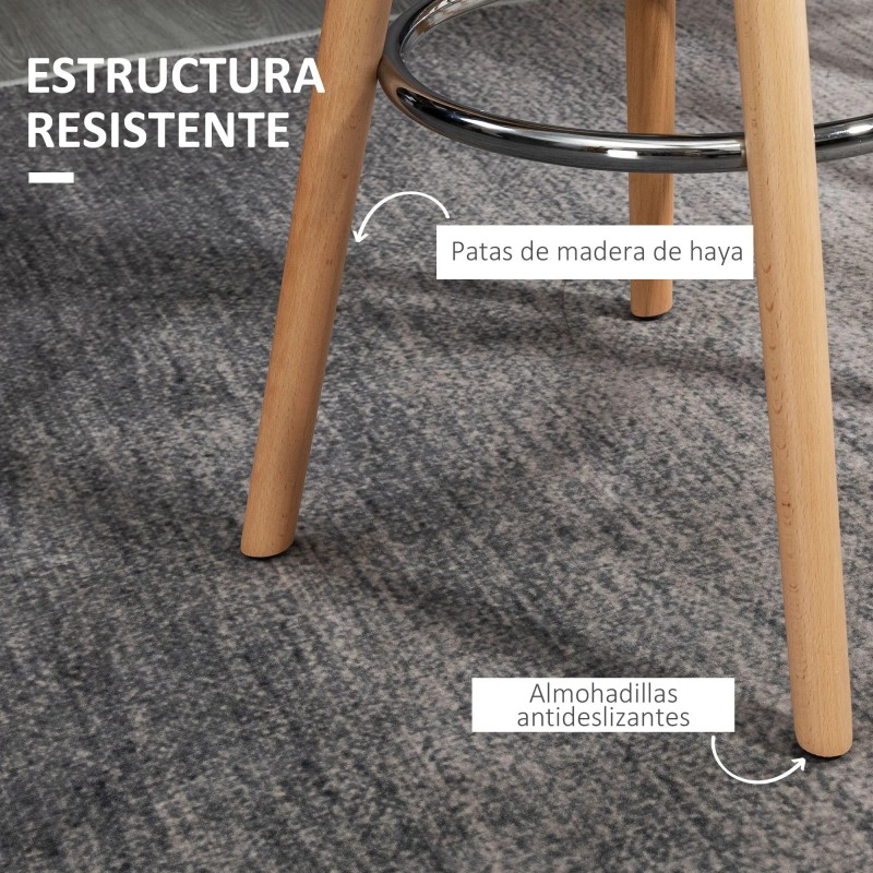 Juego de 2 Taburetes Altos de Cocina 69 cm Tapizado