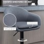 Taburete de Bar Regulable Tapizado de Tela con Reposapiés y Pata de Acero