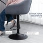 Taburete de Bar Regulable Tapizado de Tela con Reposapiés y Pata de Acero