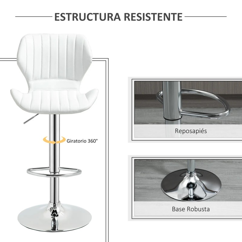 Juego de 2 Taburetes Altos de Cocina y Giratorio
