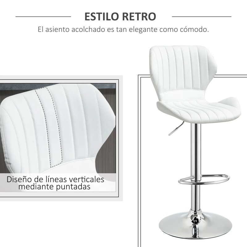Juego de 2 Taburetes Altos de Cocina y Giratorio