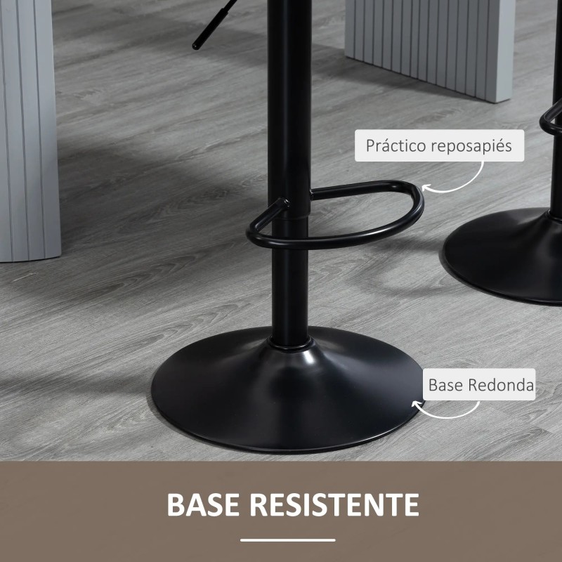 Juego de 2 Taburetes de Cocina con Altura Ajustable