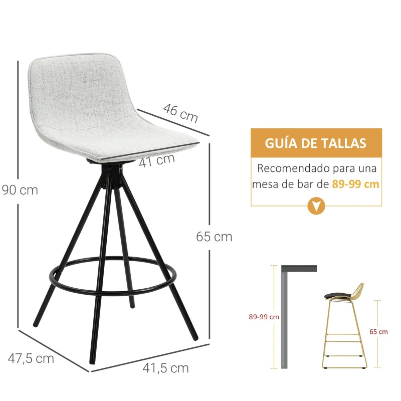 Conjunto de 2 Taburetes Altos de Cocina con Asiento Giratorio