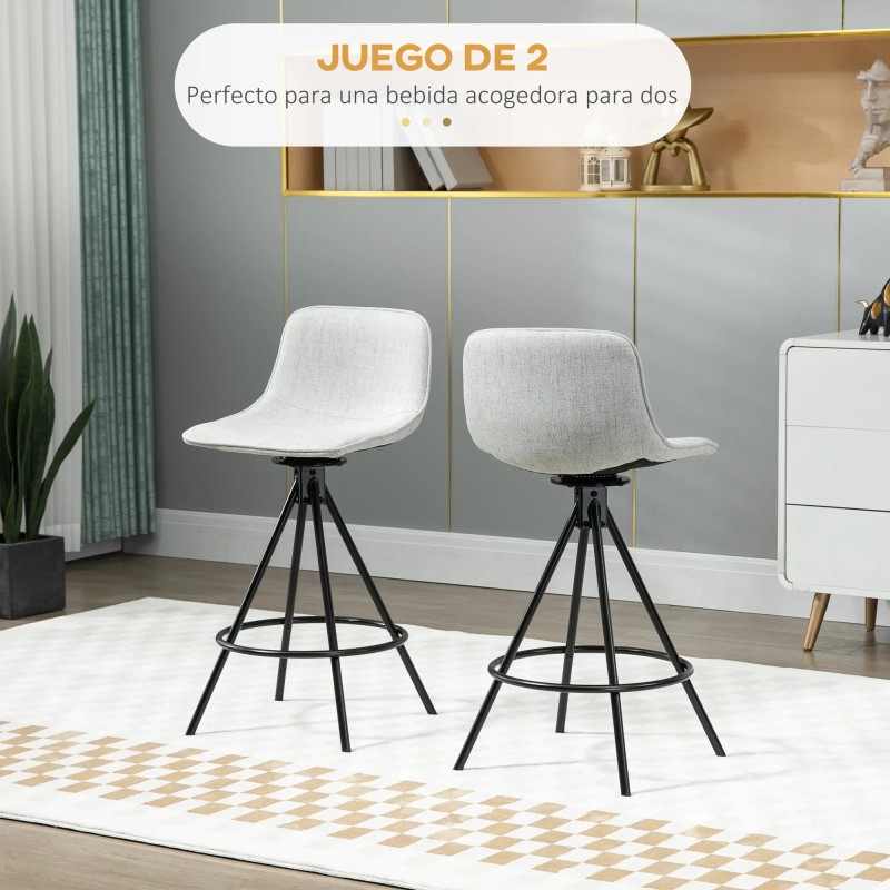 Conjunto de 2 Taburetes Altos de Cocina con Asiento Giratorio