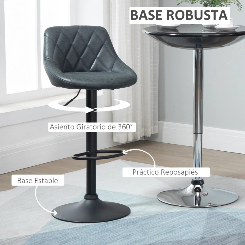 Conjunto de 2 Taburetes de Bar Giratorios con Altura Regulable