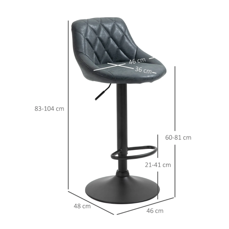 Conjunto de 2 Taburetes de Bar Giratorios con Altura Regulable