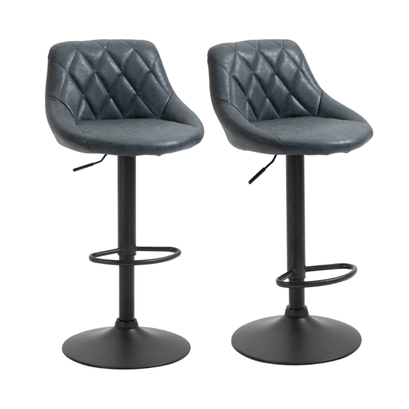 Conjunto de 2 Taburetes de Bar Giratorios con Altura Regulable