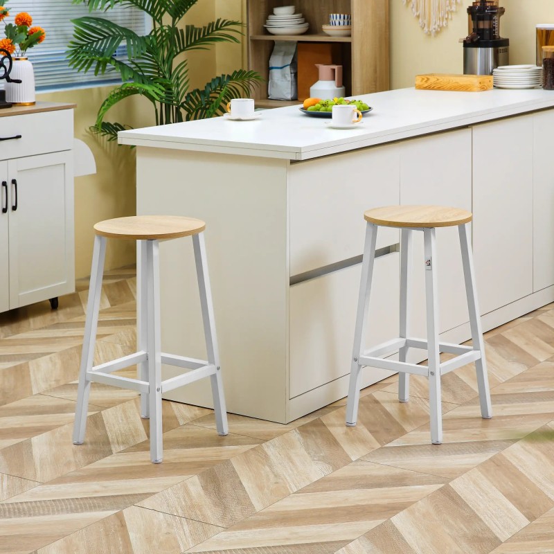 Juego de 2 Taburetes Altos de Cocina 32,5x32,5x65 cm