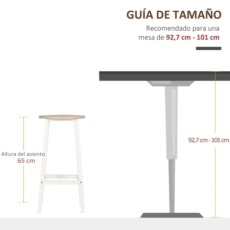 Juego de 2 Taburetes Altos de Cocina 32,5x32,5x65 cm