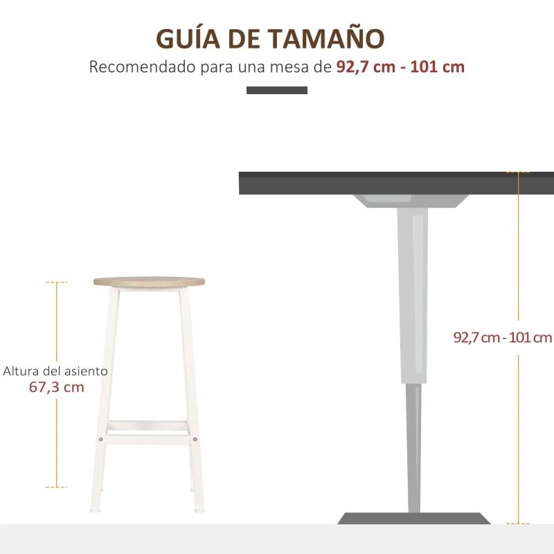 Juego de 2 Taburetes Altos de Cocina 32,5x32,5x65 cm