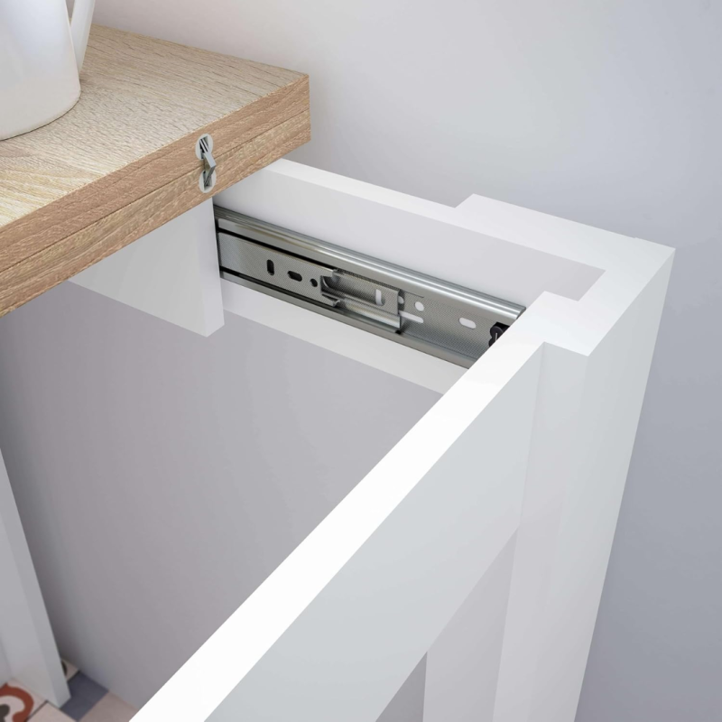 Mesa Extensible Lili Blanco y Roble Canadian | Apertura Libro 67-134 cm