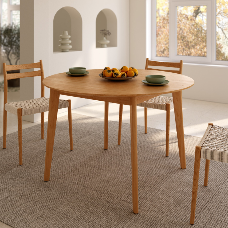 Mesa Redonda Aura Roble Natural Ø120/100 cm | Madera Maciza