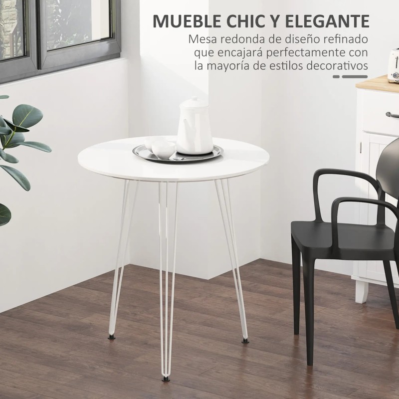 Mesa Redonda Patas de Horquilla Blanco Ø70x75 cm
