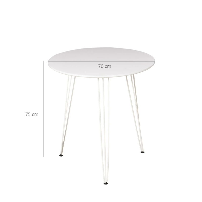 Mesa Redonda Patas de Horquilla Blanco Ø70x75 cm