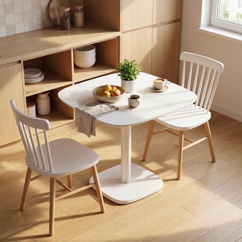 Mesa de Cocina Cuadrada Madera Maciza 70x70x75 cm | 4 Personas