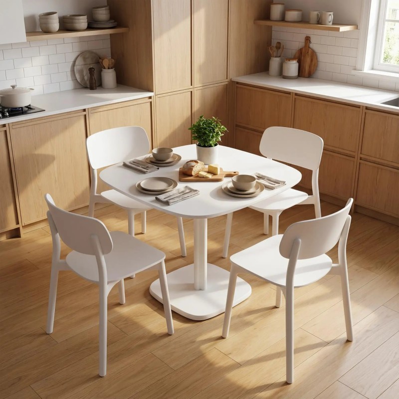 Mesa de Cocina Cuadrada Madera Maciza 70x70x75 cm | 4 Personas