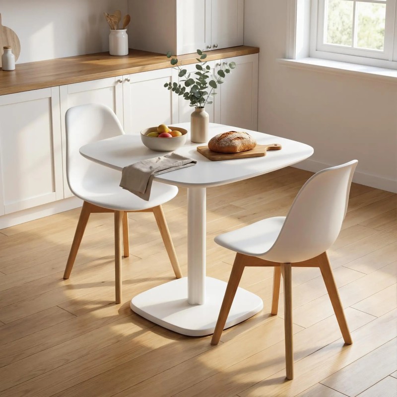 Mesa de Cocina Cuadrada Madera Maciza 70x70x75 cm | 4 Personas