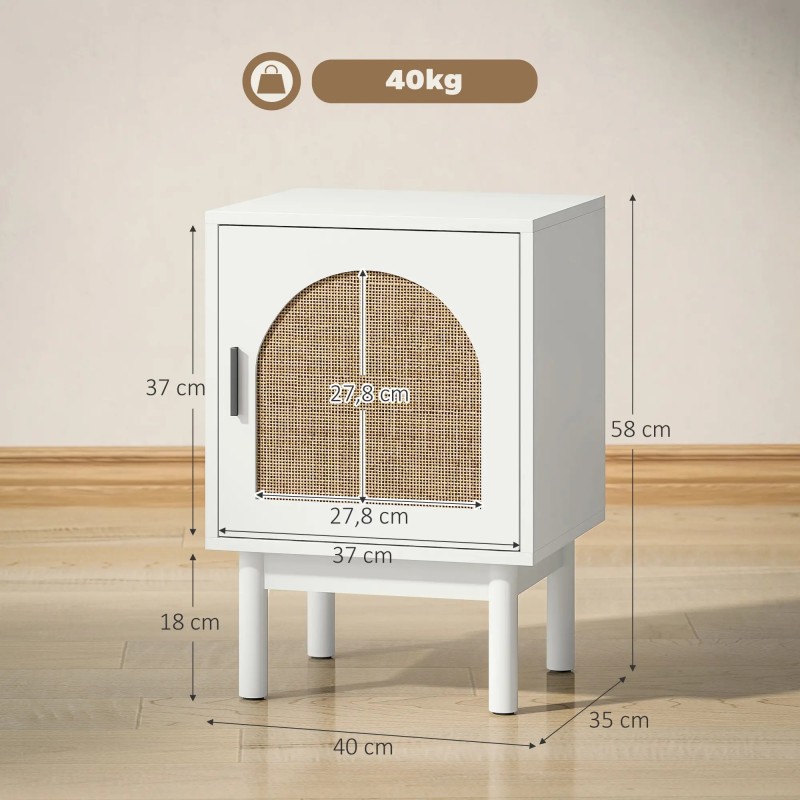 Mesita de Noche Cannage 40 cm Blanca