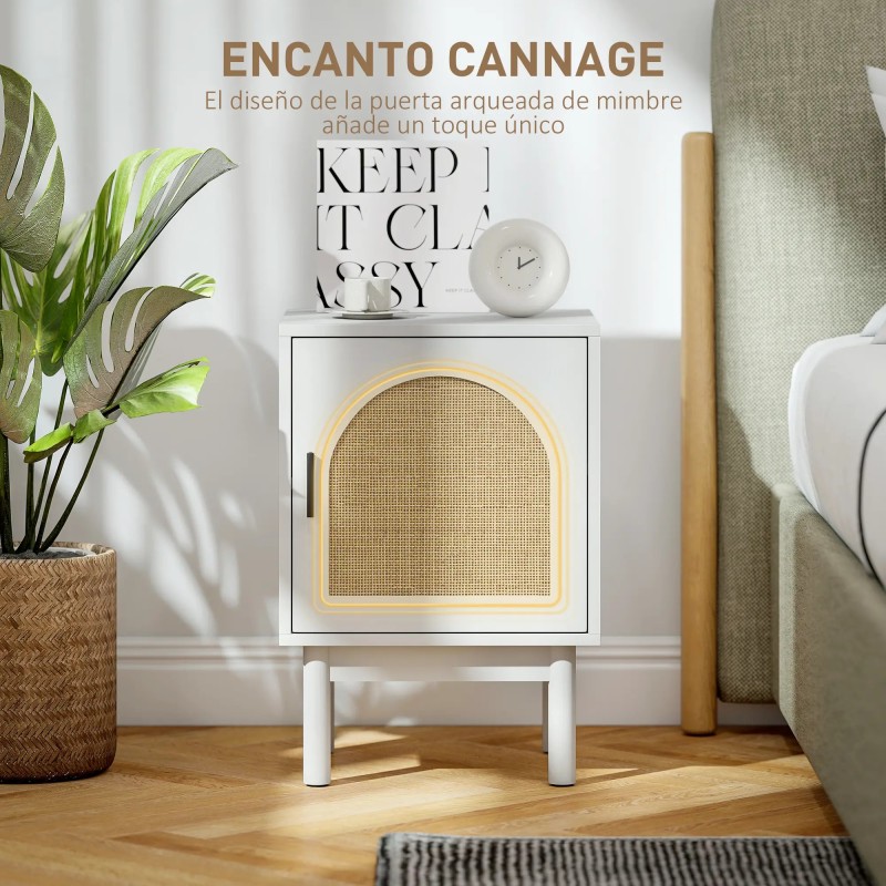 Mesita de Noche Cannage 40 cm Blanca