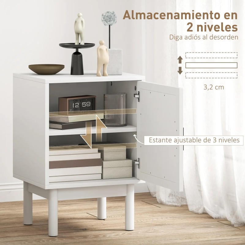 Mesita de Noche Cannage 40 cm Blanca