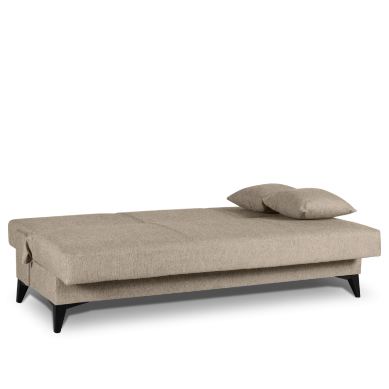Sofá Cama Click-Clack 185 cm Beige | Doble Arcón | HR + Muelles