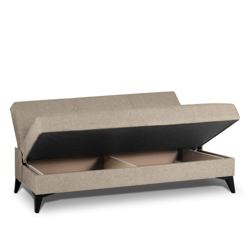 Sofá Cama Click-Clack 185 cm Beige | Doble Arcón | HR + Muelles