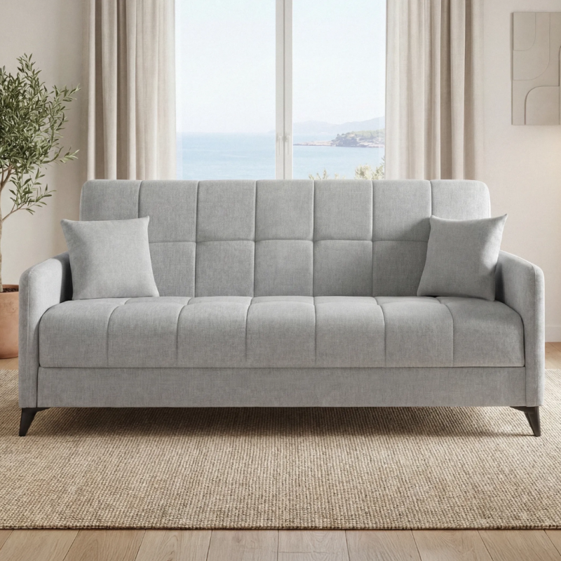 Sofá Cama Click-Clack Maxi 210 cm Gris Claro | Doble Arcón