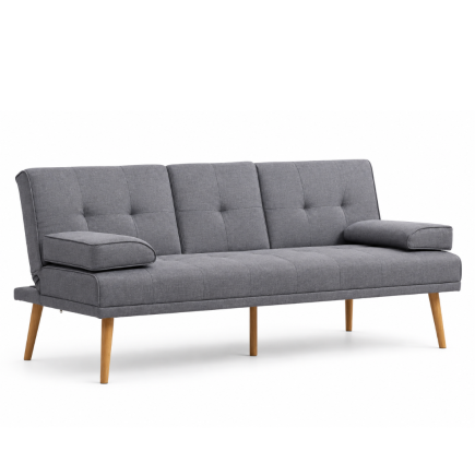 Sofá Cama 3 Plazas Click-Clac Gris Oscuro | Mesa + Portavasos | 181 cm