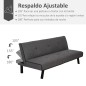 Sofá Cama 3 Plazas Reclinable Terciopelo Gris | Patas Metal | 170 cm