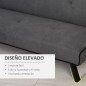 Sofá Cama 3 Plazas Reclinable Terciopelo Gris | Patas Metal | 170 cm