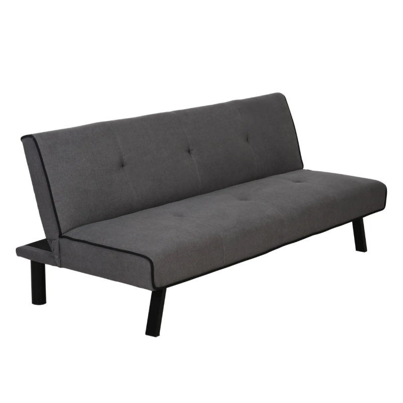 Sofá Cama 3 Plazas Reclinable Terciopelo Gris | Patas Metal | 170 cm