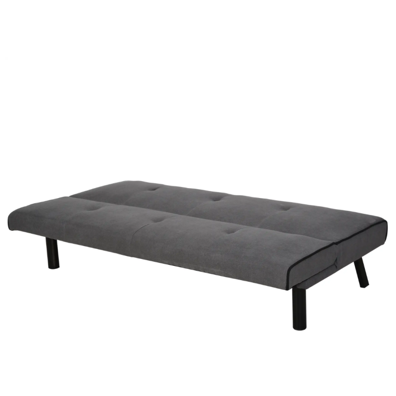 Sofá Cama 3 Plazas Reclinable Terciopelo Gris | Patas Metal | 170 cm