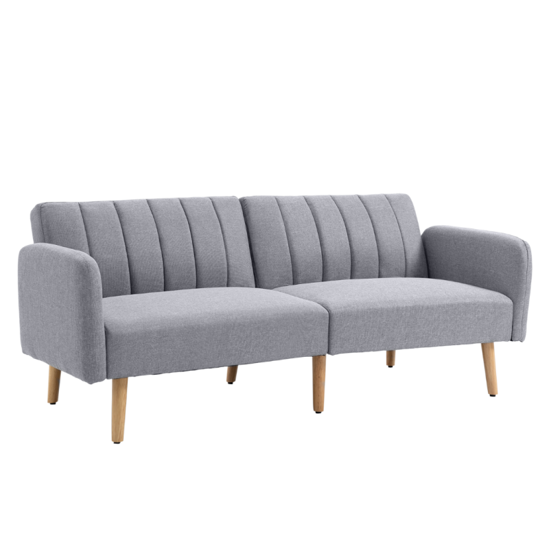 Sofá Cama 3 Plazas Lino Sintético | Respaldo Doble Ajustable | 173 cm
