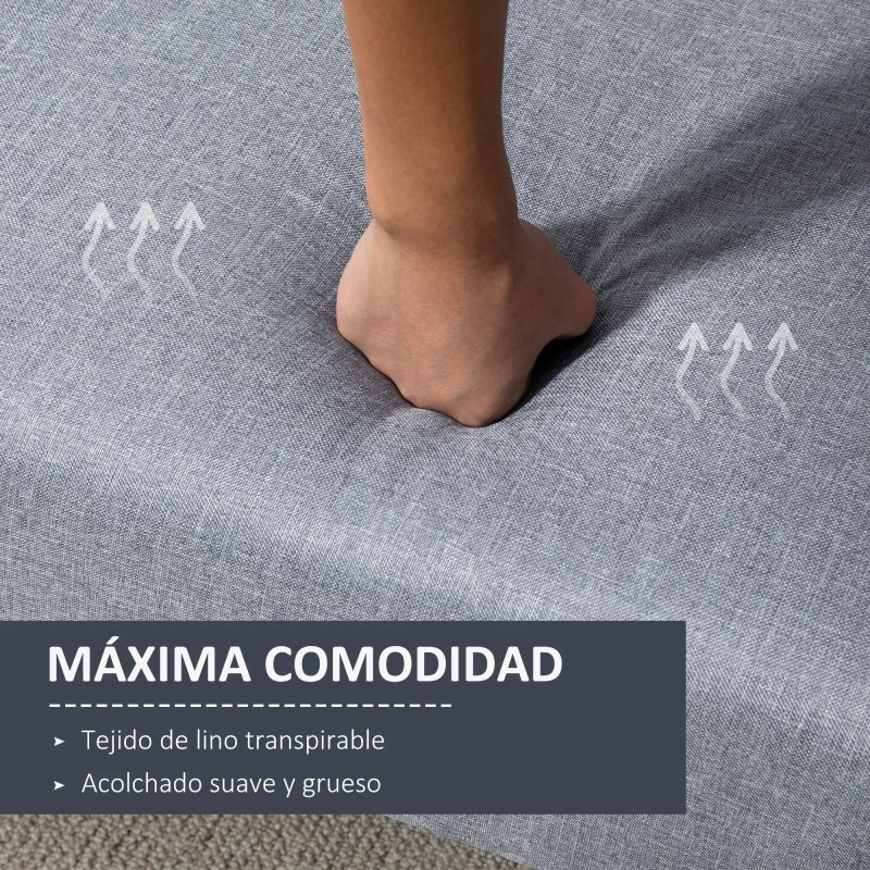 Sofá Cama 3 Plazas Lino Sintético | Respaldo Doble Ajustable | 173 cm